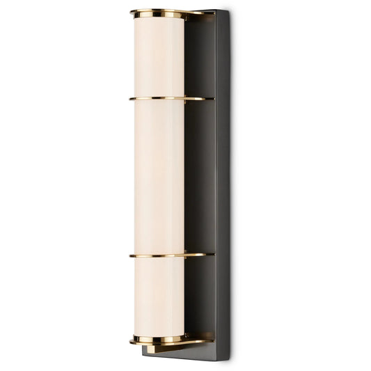 Blaine Bath Wall Sconce by Currey and Company. Made from brass, glass, iron in a unique style.