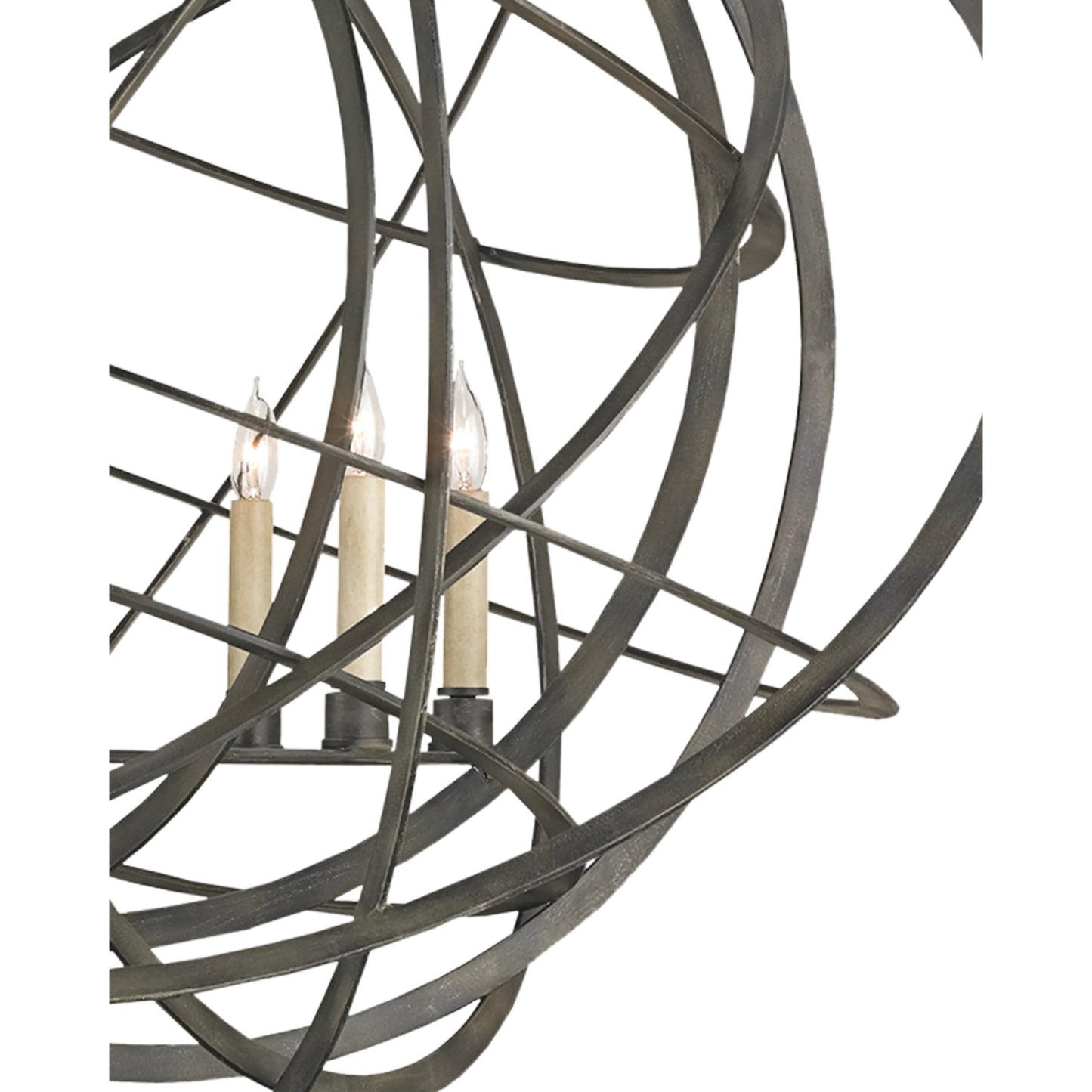 008 S-223834 | Closeup | Genesis Chandelier by Currey and Company in black iron. Made from wrought iron in a modern style.