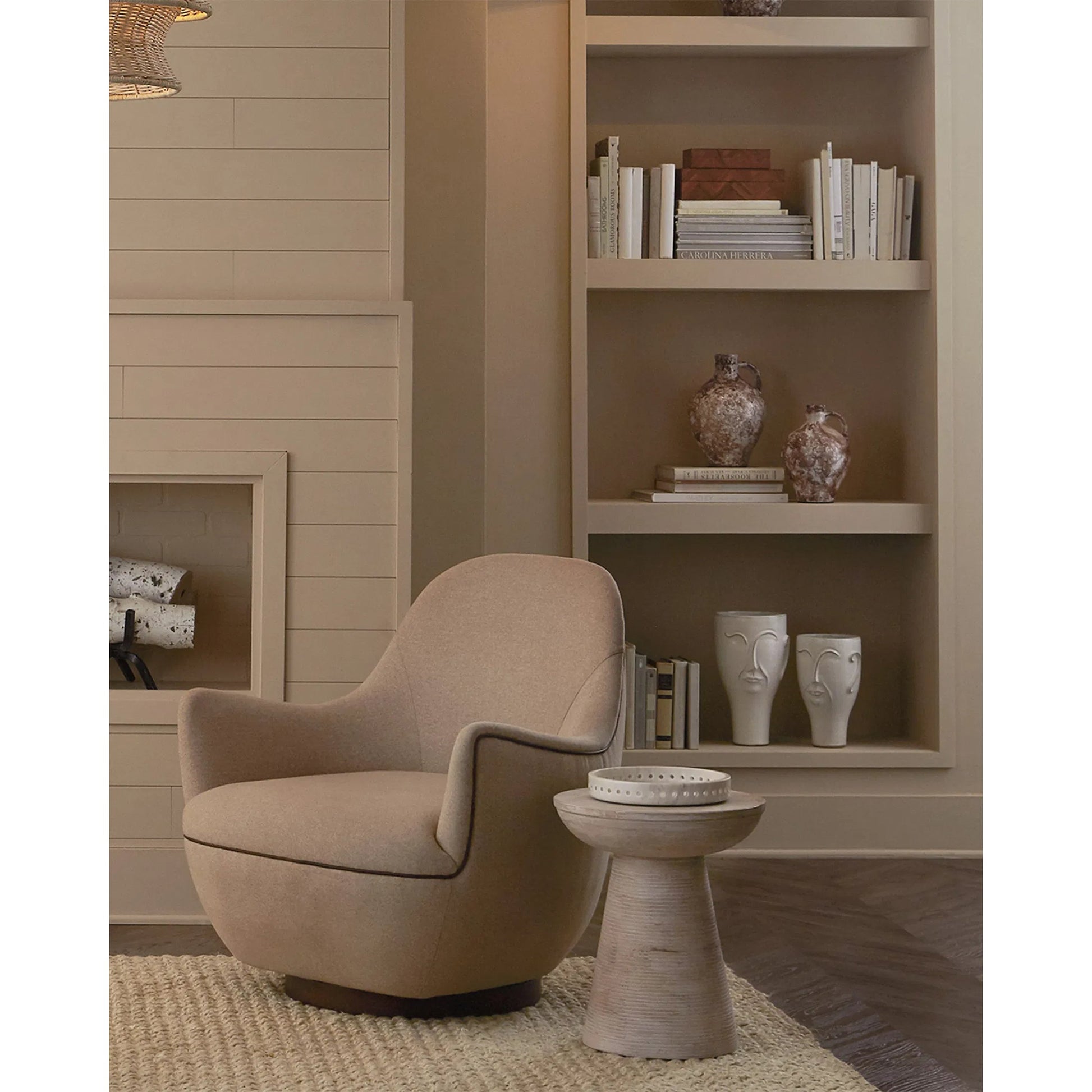 Poet Vase by Currey and Company in milky white. Made from terracotta in a modern style.