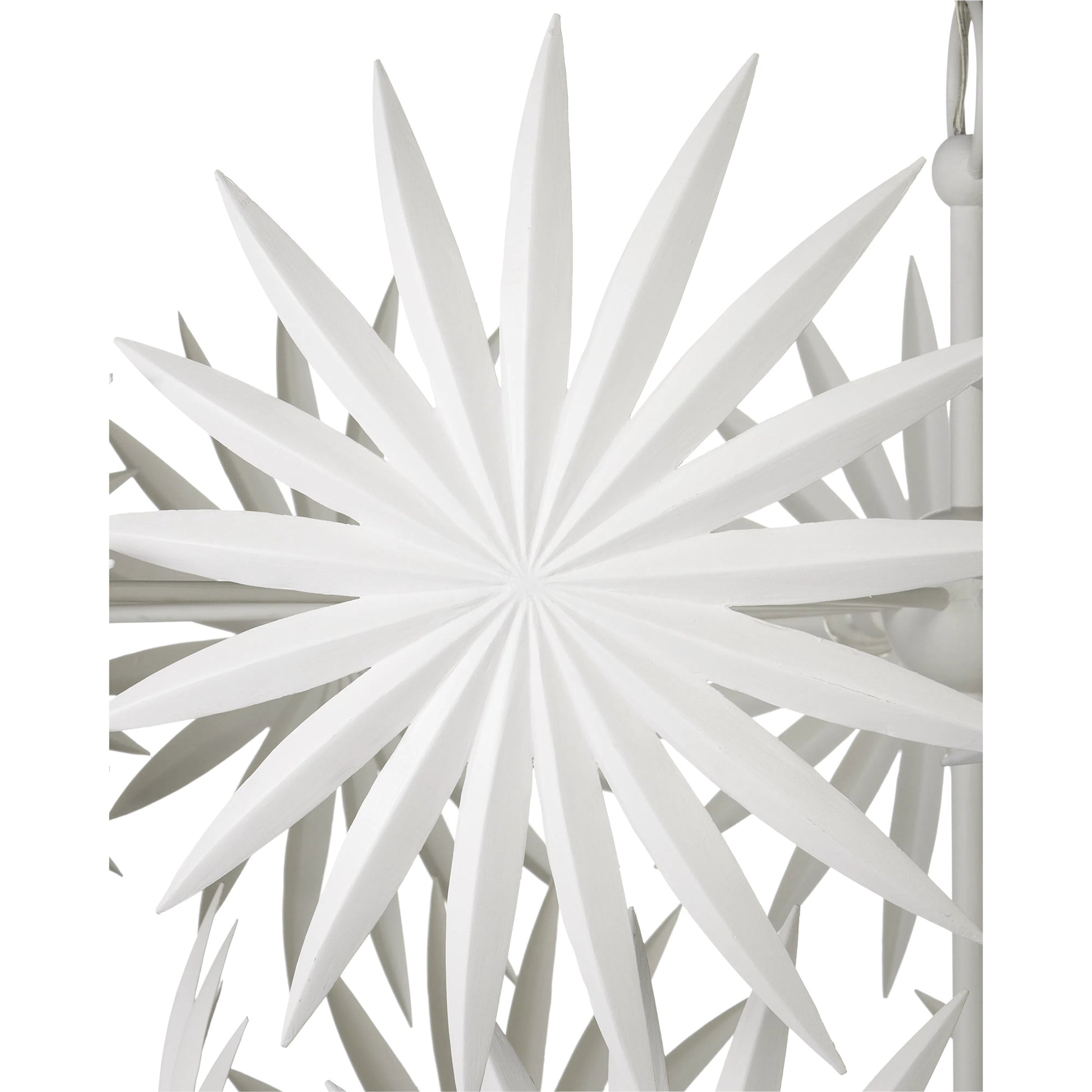 Bismarkia Chandelier by Currey and Company in gesso white. Made from wrought iron in a modern style.