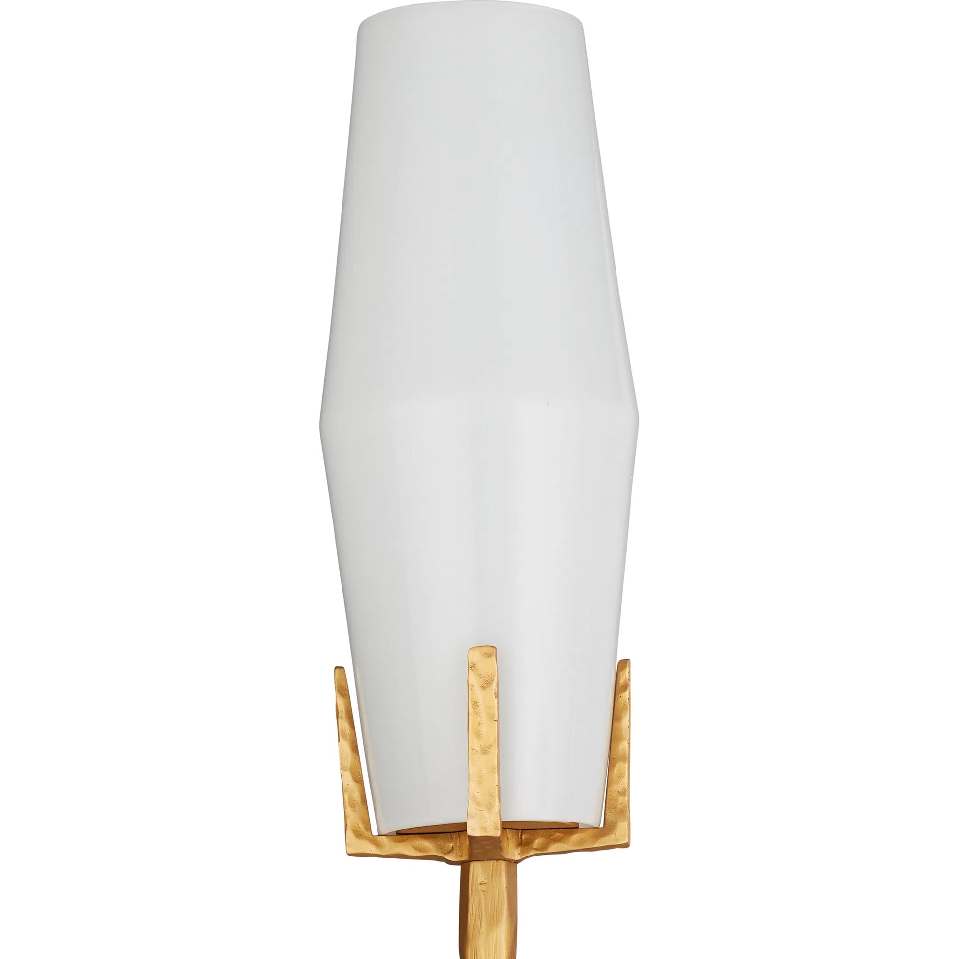 Mathilda Wall Sconce by Currey and Company in gold and white, matte gold. Made from glass, brass in a modern style.