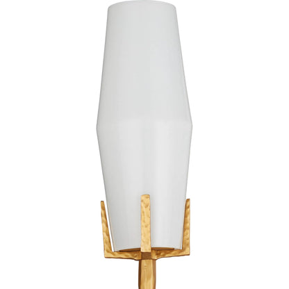 Mathilda Wall Sconce by Currey and Company in gold and white, matte gold. Made from glass, brass in a modern style.