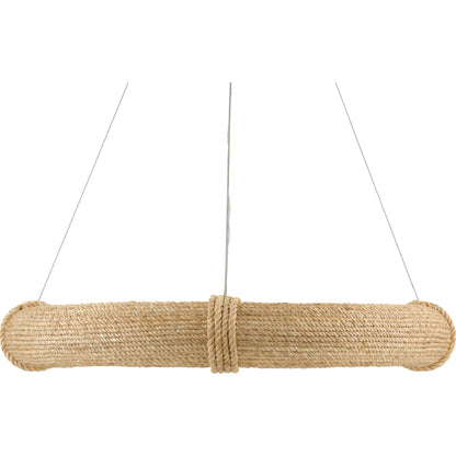 Portmeirion Chandelier by Currey and Company in satin black, abaca rope. Made from wrought iron, abaca rope in a coastal style.