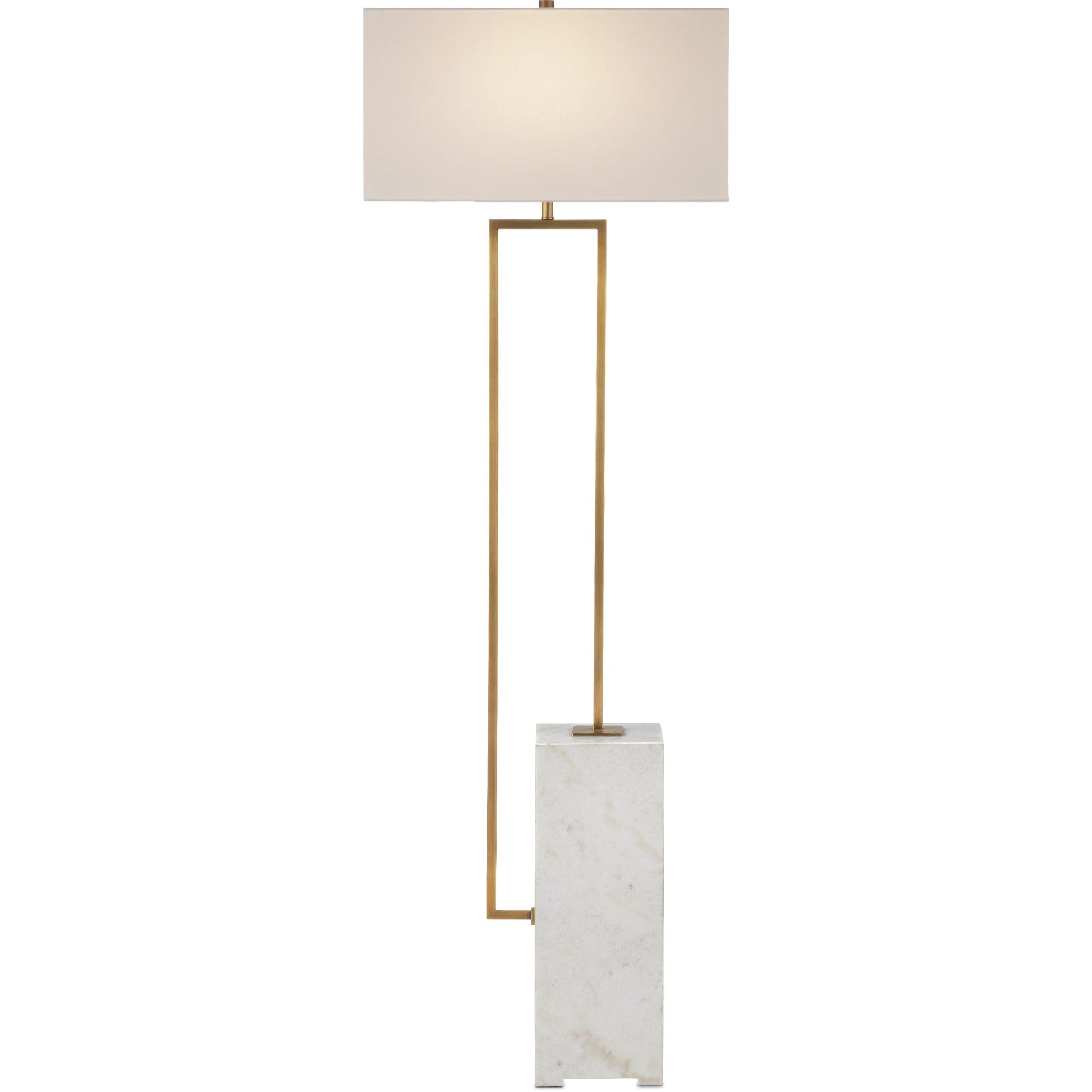 Beside Floor Lamp by Currey and Company in white, antique brass. Made from marble, metal in a modern style.