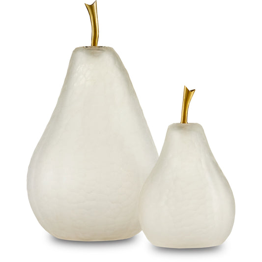 Pear Set by Currey and Company in matte frost, brass. Made from glass, brass in a modern style.
