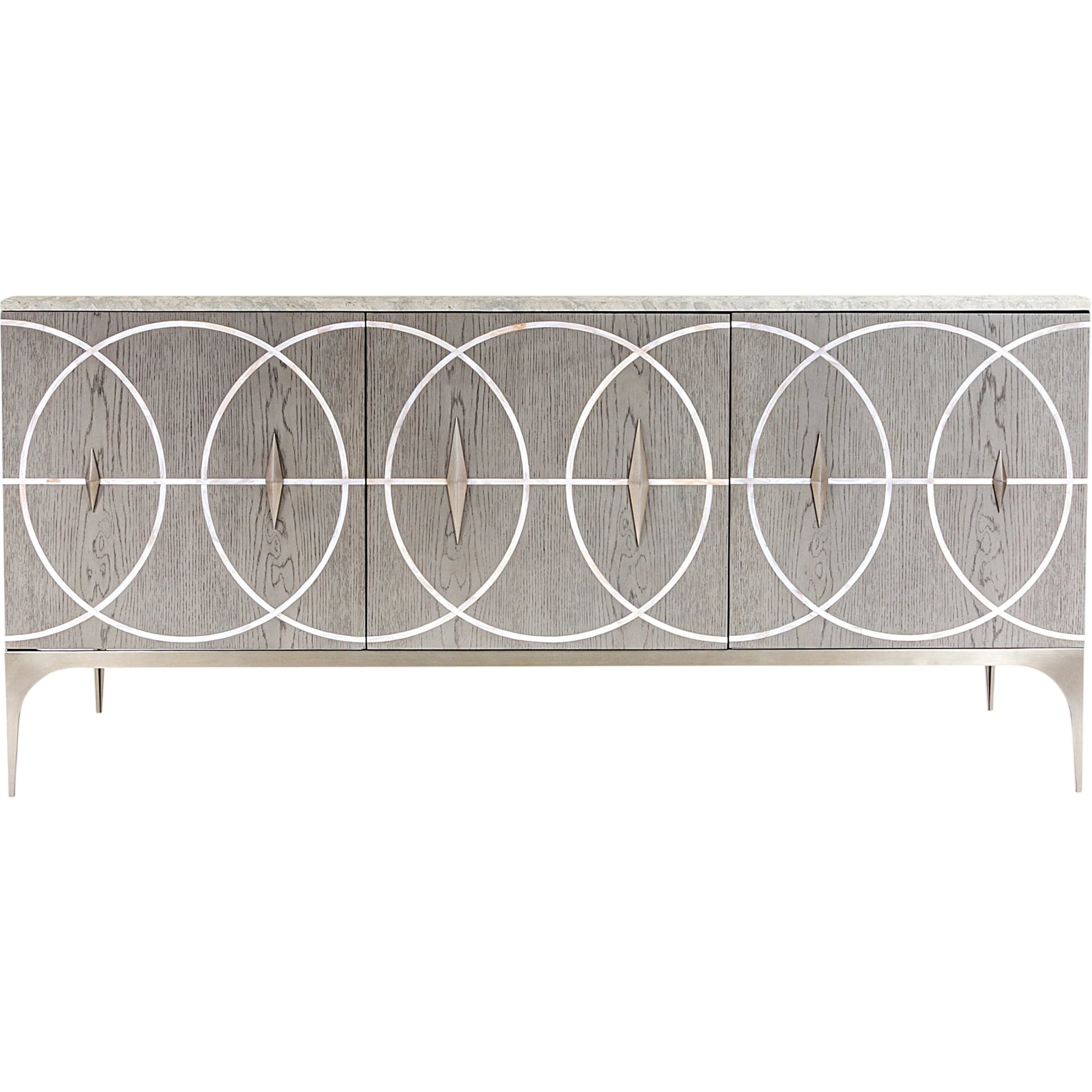 Holborn Collection Cabinet by Global Views in gray, oak. Made from oak, stainless steel, mother of pearl in a transitional style.