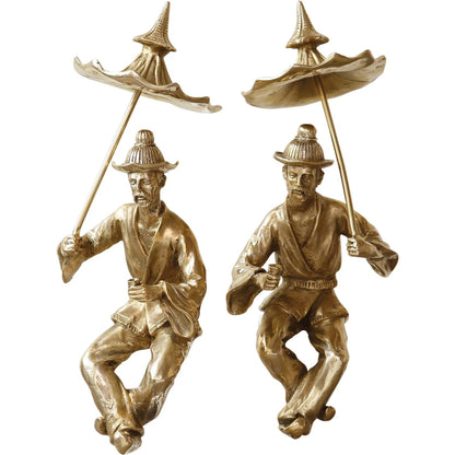 Hyson - Right Facing Tea Drinking Man by Global Views. Made from brass, marble in a eclectic & global style.