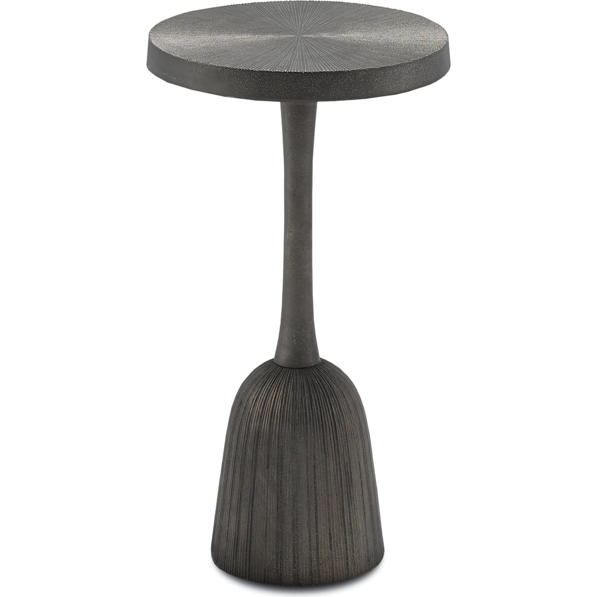 Tulee Accent Table by Currey and Company in antique black. Made from cast aluminum in a eclectic & global style.