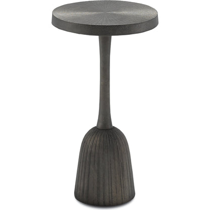 Tulee Accent Table by Currey and Company in antique black. Made from cast aluminum in a eclectic & global style.