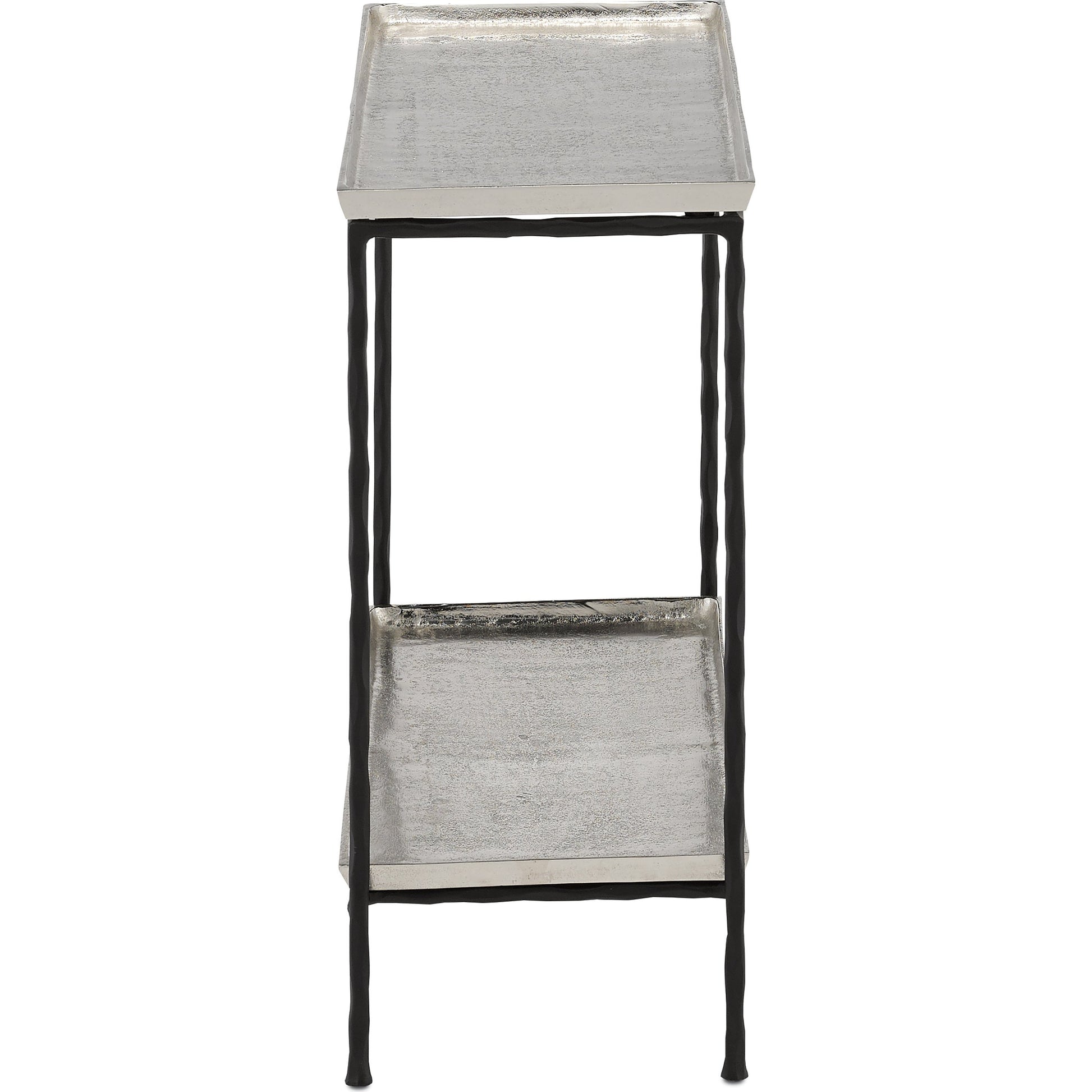 Boyles Brass Side Table by Currey and Company in antique brass, black. Made from cast aluminum, iron in a transitional style.