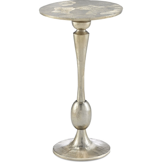 Talia Accent Table by Currey and Company in champagne gold. Made from cast aluminum in a traditional style.