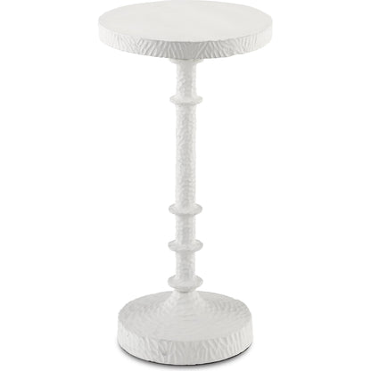 Gallo Drinks Table by Currey and Company in gesso white. Made from cast aluminum in a transitional style.