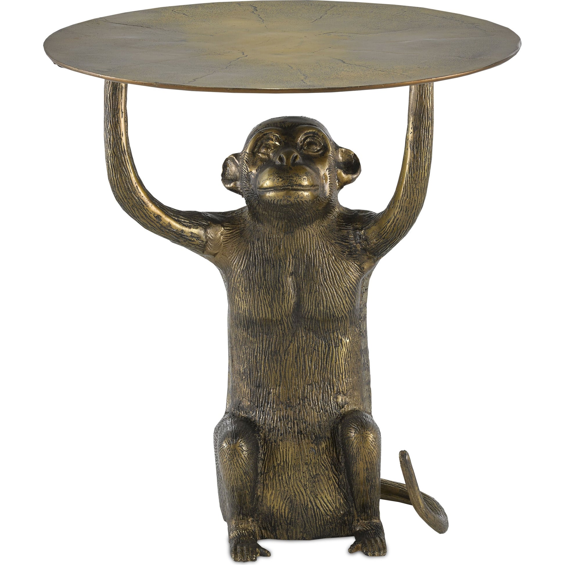 Abu Accent Table by Currey and Company in antique gold. Made from cast aluminum in a eclectic & global style.