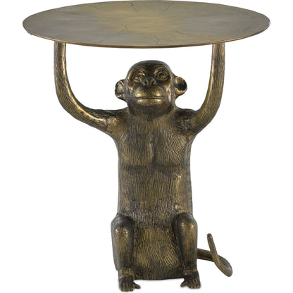 Abu Accent Table by Currey and Company in antique gold. Made from cast aluminum in a eclectic & global style.