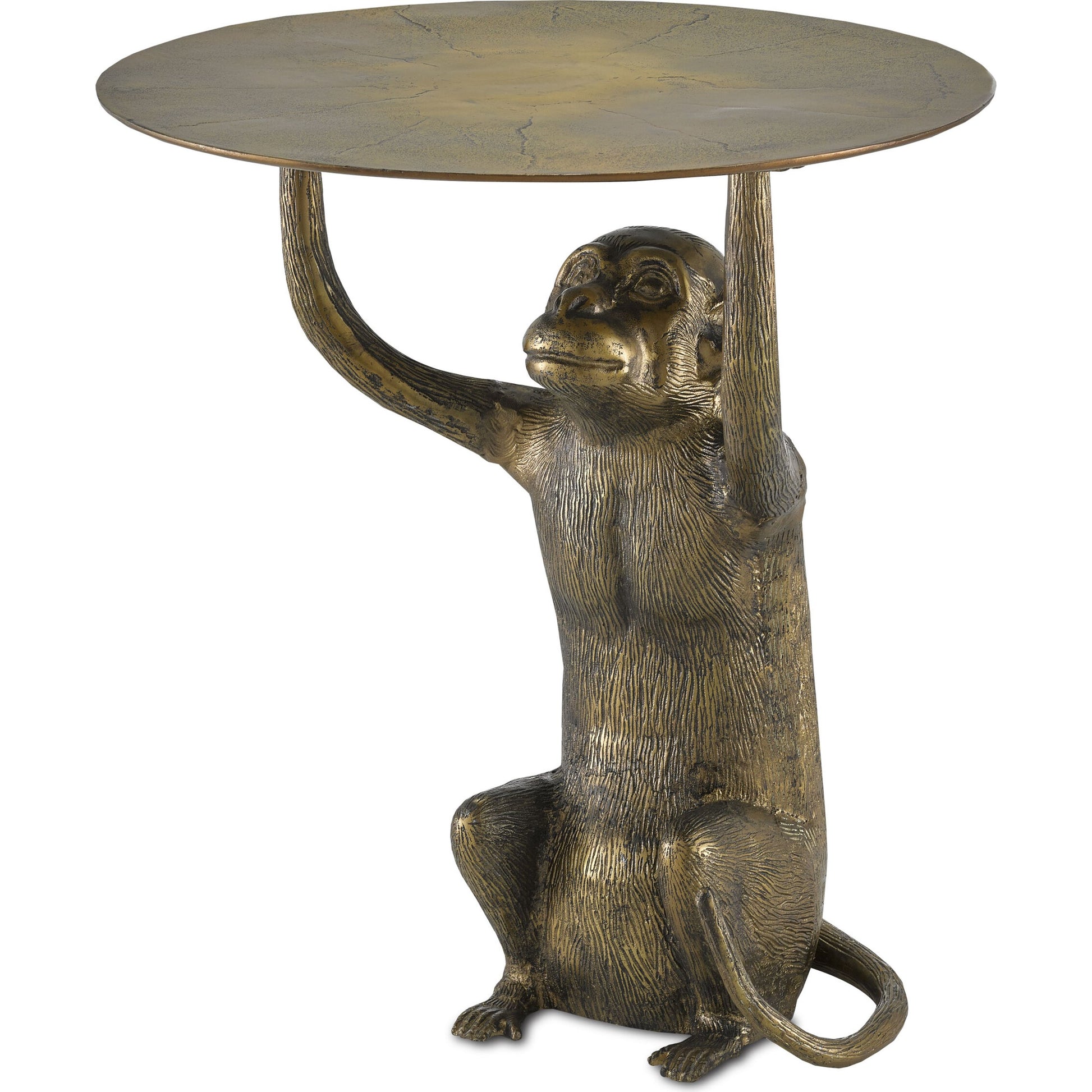 Abu Accent Table by Currey and Company in antique gold. Made from cast aluminum in a eclectic & global style.
