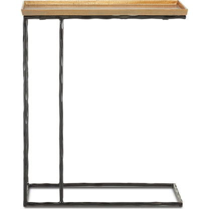 Boyles C Table by Currey and Company in antique brass, black. Made from cast aluminum, wrought iron in a transitional style.