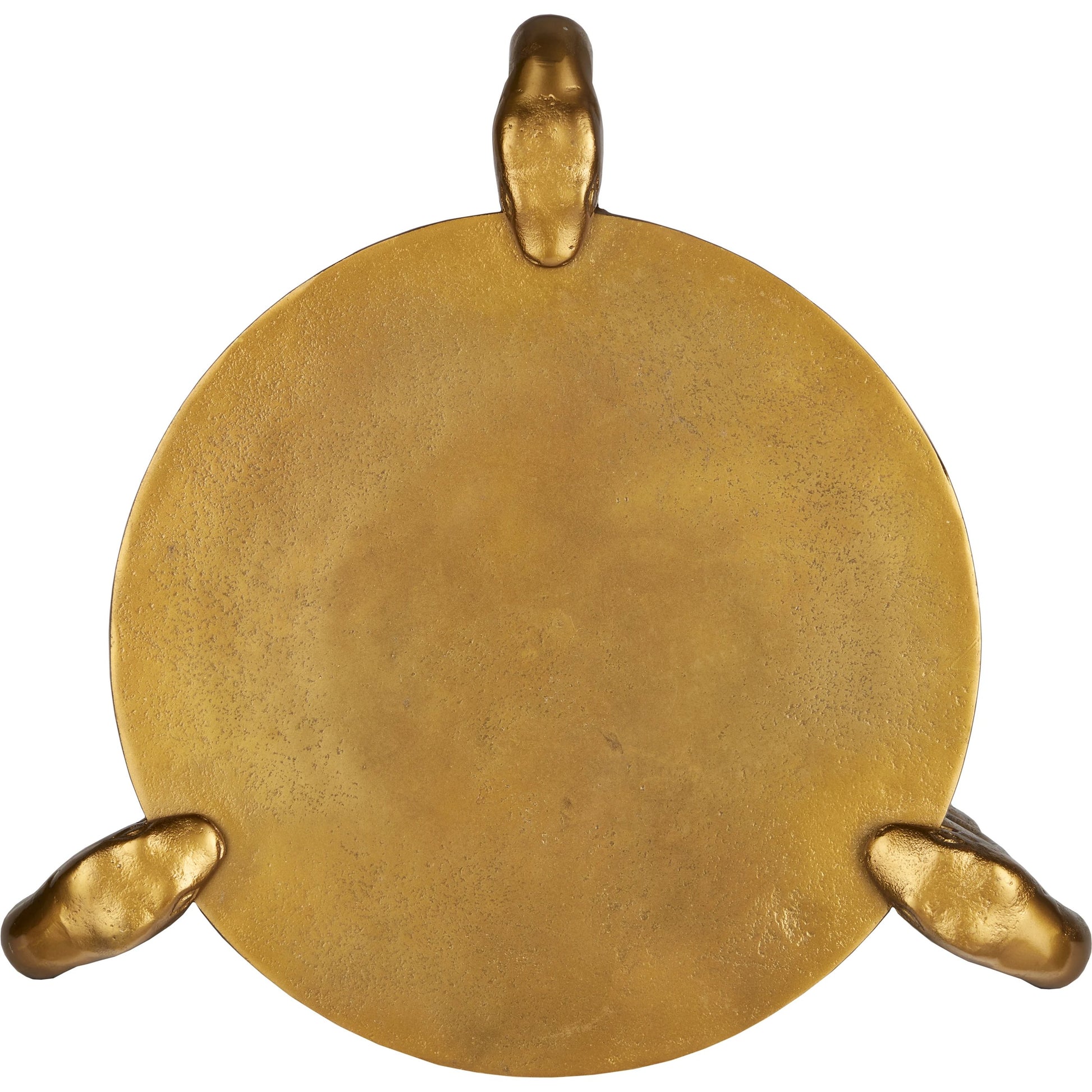 Serpent Accent Table by Currey and Company in antique brass. Made from cast aluminum in a modern style.