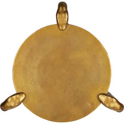 Serpent Accent Table by Currey and Company in antique brass. Made from cast aluminum in a modern style.