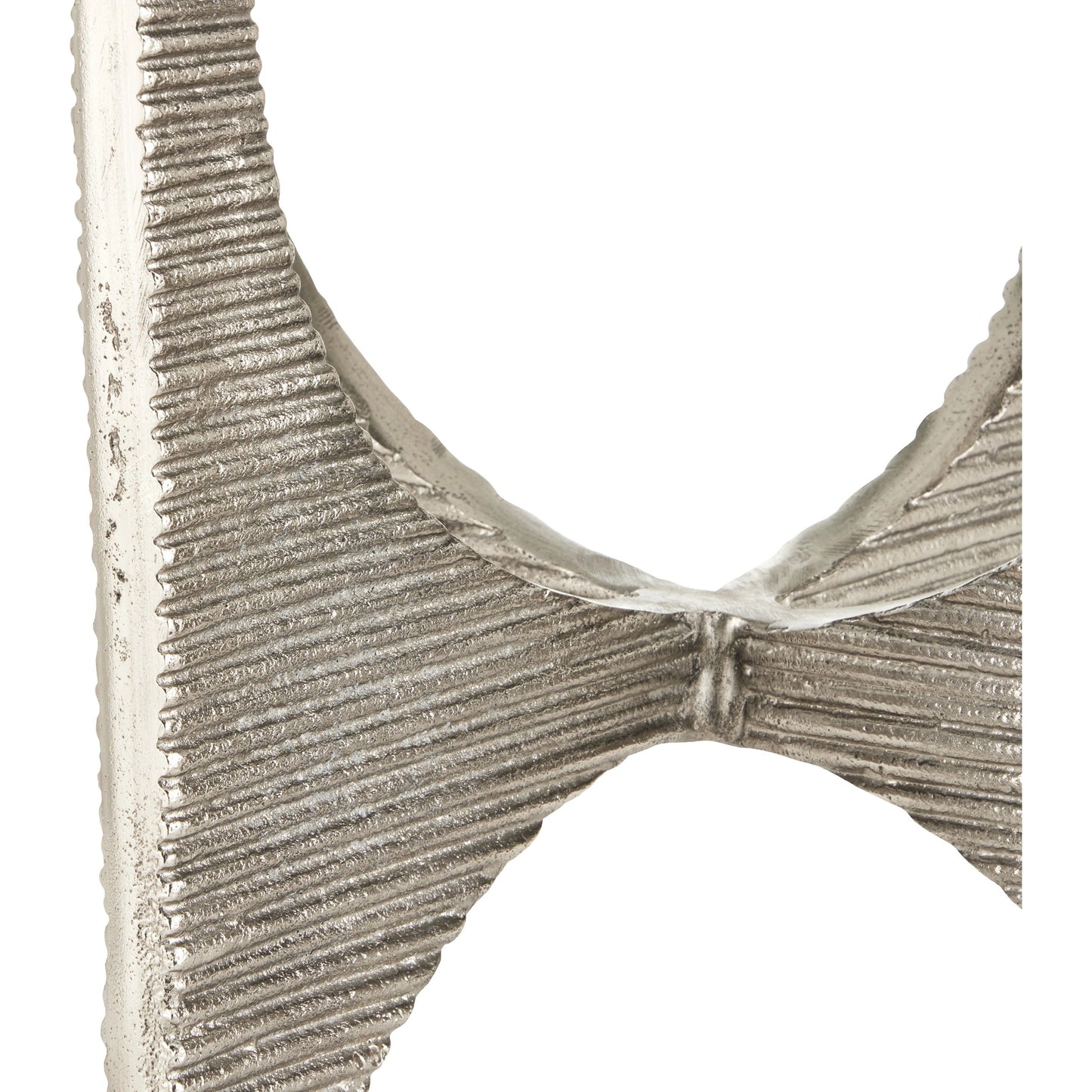 004 SI-1924041 | Closeup | Micha Accent Table by Currey and Company in antique nickel, white. Made from cast aluminum, marble in a modern style.