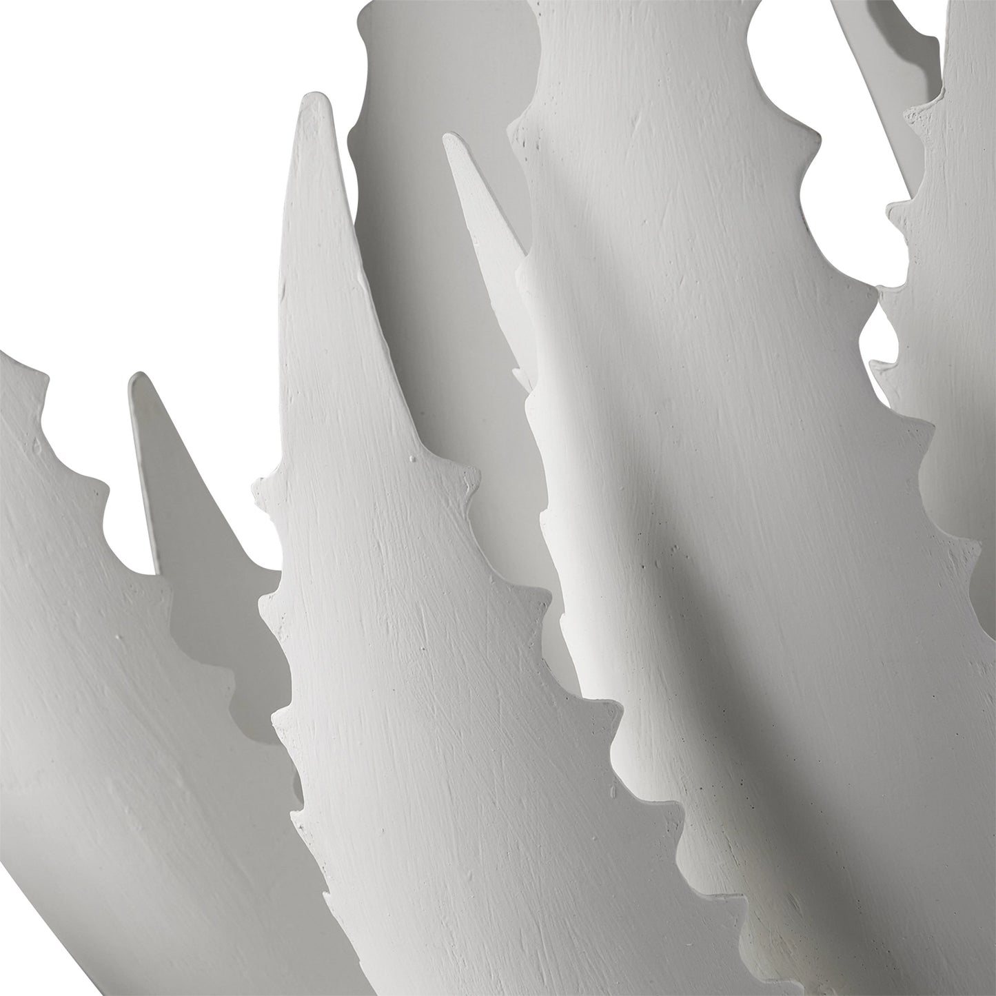 006 SI-2007651 | Closeup | Agave Console Table by Currey and Company in gesso white, mirror. Made from wrought iron, glass in a modern style.
