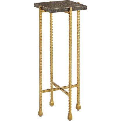 Flying Drinks Table by Currey and Company in natural, gold. Made from cappuccino stone, iron in a modern style.