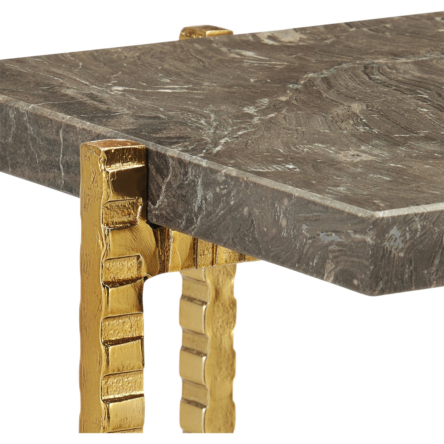 003 SI-2007742 | Closeup | Flying Drinks Table by Currey and Company in natural, gold. Made from cappuccino stone, iron in a modern style.