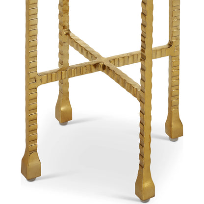 Flying Drinks Table by Currey and Company in natural, gold. Made from cappuccino stone, iron in a modern style.