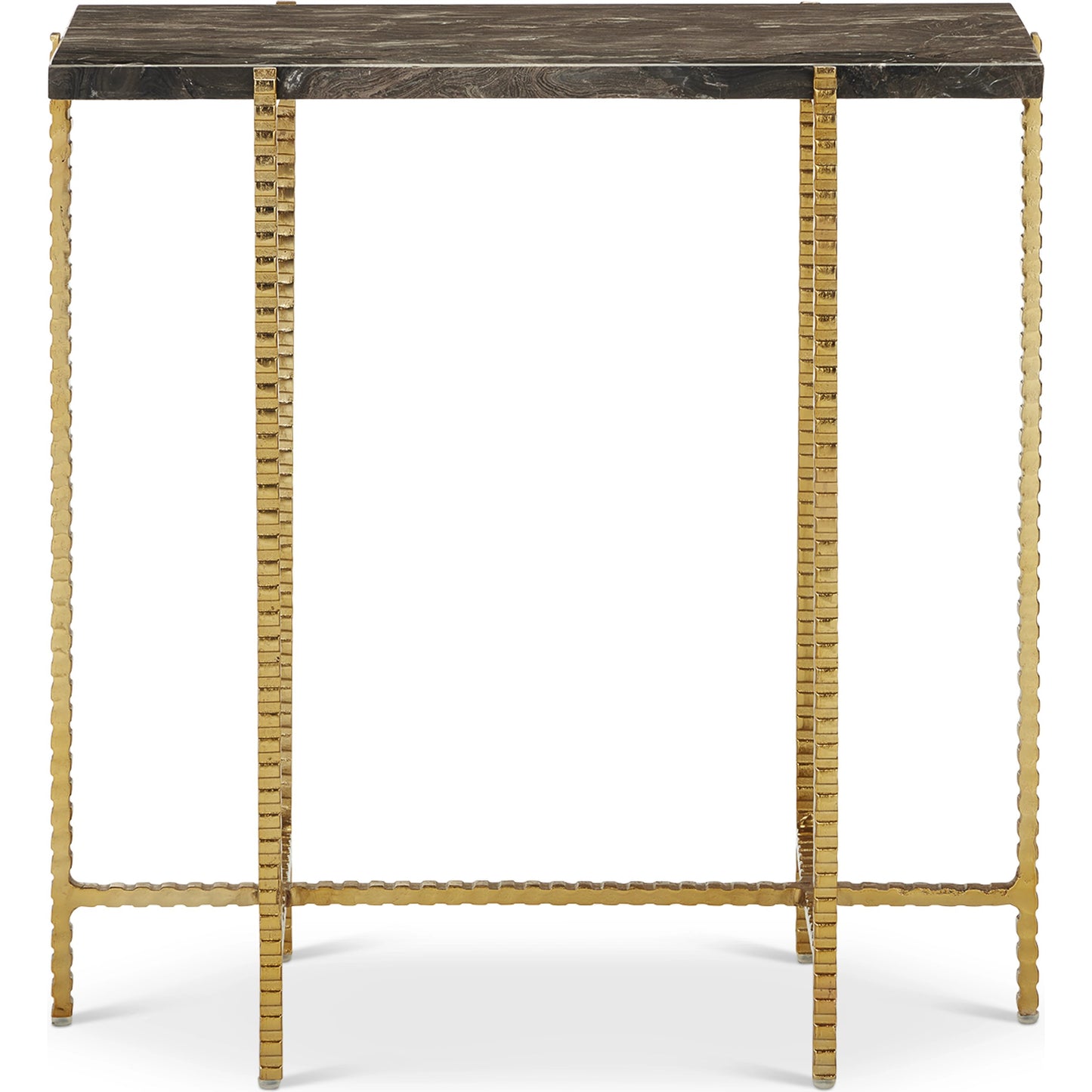 002 SI-2007743 | Additional Silo | Flying  Side Table by Currey and Company in natural, gold. Made from cappuccino stone, iron in a modern style.