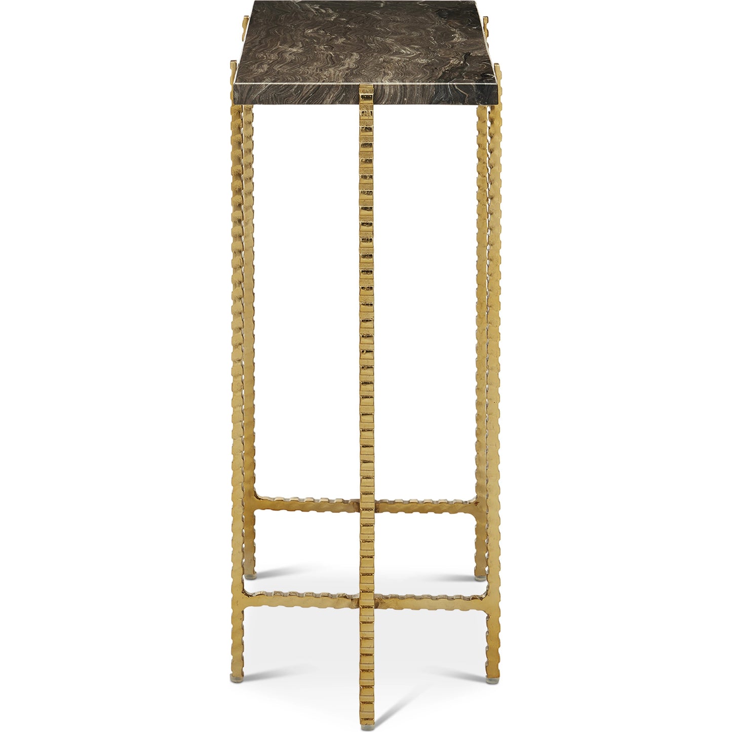 003 SI-2007743 | Additional Silo | Flying  Side Table by Currey and Company in natural, gold. Made from cappuccino stone, iron in a modern style.