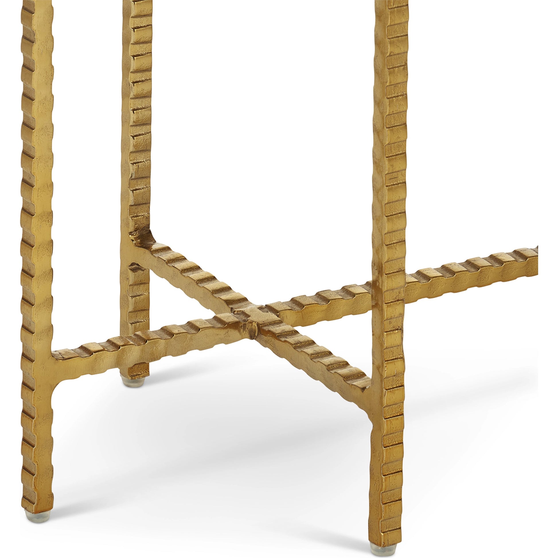 Flying  Side Table by Currey and Company in natural, gold. Made from cappuccino stone, iron in a modern style.