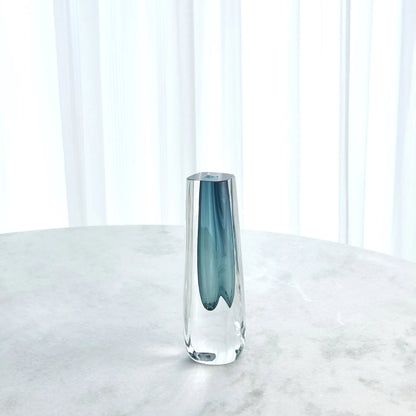 Square Cut Glass Vase by Global Views. Made from art glass in a coastal style.