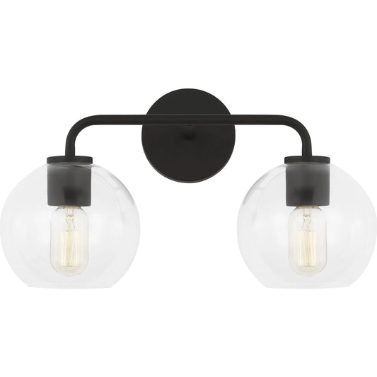 Orley Two Light Vanity by Visual Comfort & Co. in midnight black. Made from steel in a unique style.