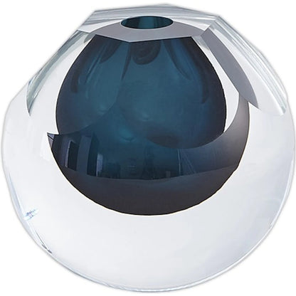 Hexagon Cut Glass Vase by Global Views. Made from art glass in a coastal style.