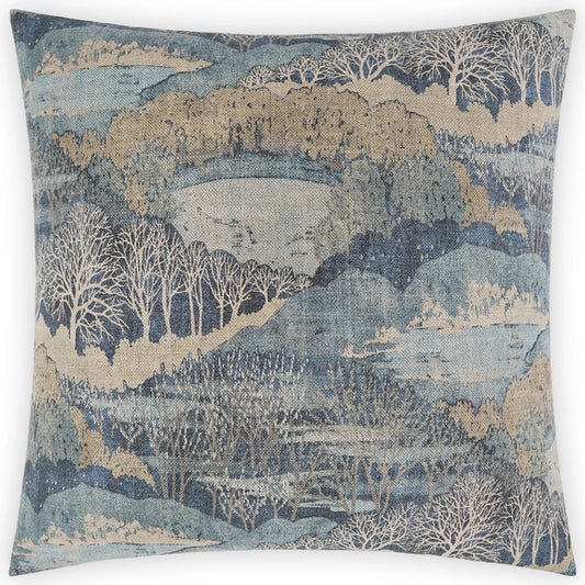 Hidden Hills Pillow by DV Kap Home in blue. Made from 75% cotton, 25% linen in a unique style.
