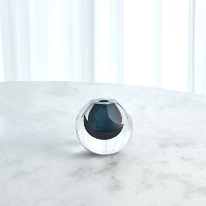 Hexagon Cut Glass Vase by Global Views. Made from art glass in a coastal style.