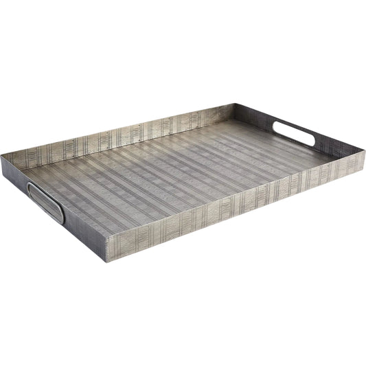 Kokoro Etched Rectangular Tray by Global Views in nickel. Made from iron in a eclectic & global style.