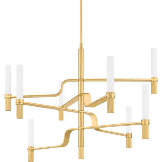Allentown Chandelier by Hudson Valley in aged brass. Made from steel in a unique style.