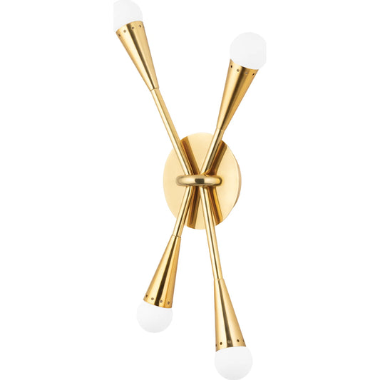 Aries Wall Sconce by Corbett in vintage polished brass, deep bronze. Made from brass in a modern style.