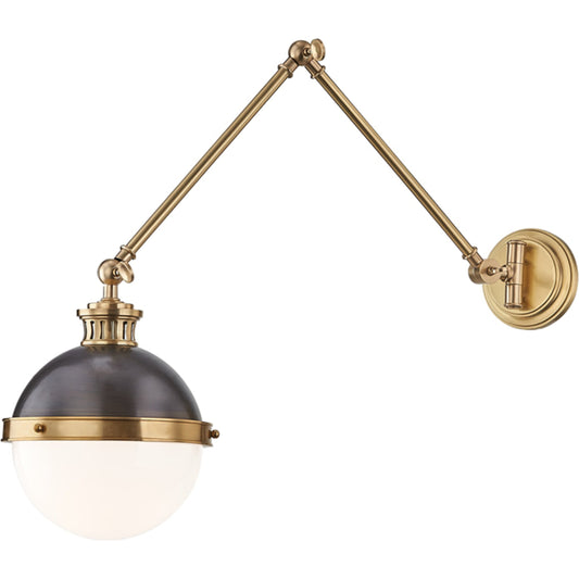 Latham Swing Arm Wall Sconce by Hudson Valley in adb. Made from steel in a modern style.