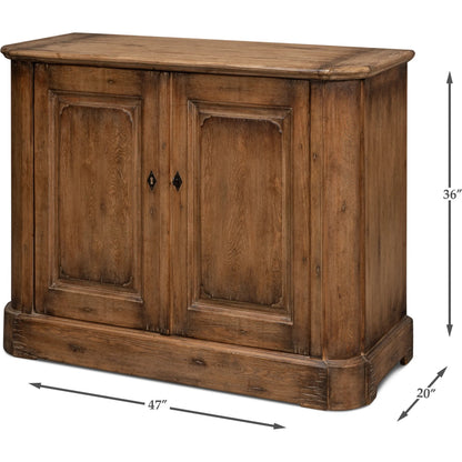 Stephano Two Door Sideboard by Sarreid Ltd. in brown. Made from natural old pine in a traditional style.