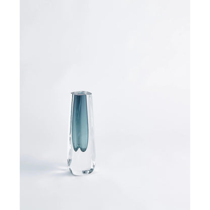 Square Cut Glass Vase by Global Views. Made from art glass in a coastal style.