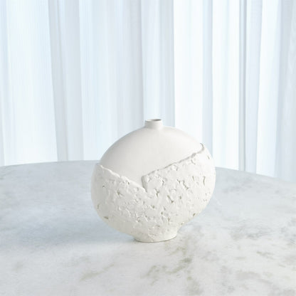 Asymmetrical Stipple Vase by Global Views in matte white. Made from ceramic in a coastal style.