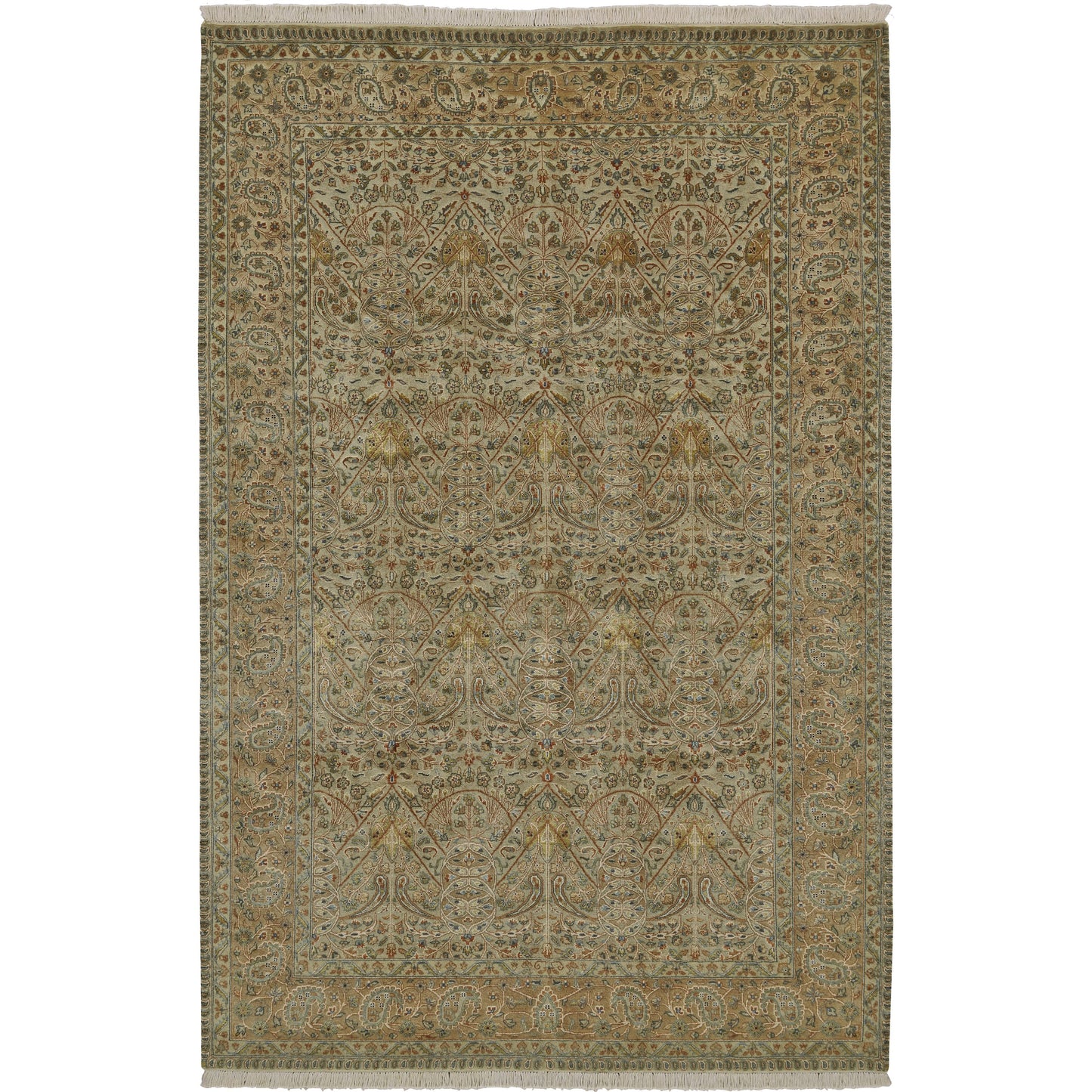 001 SI-1869594,SI-1869595 | Primary Silo | Spohia Rug - 6598F by Feizy in ivory, green. Made from silk, wool in a unique style.