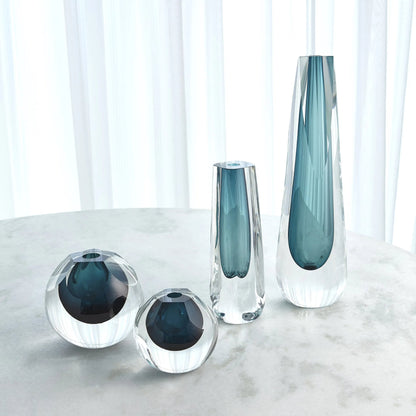 Triangle Cut Glass Vase by Global Views. Made from art glass in a modern style.