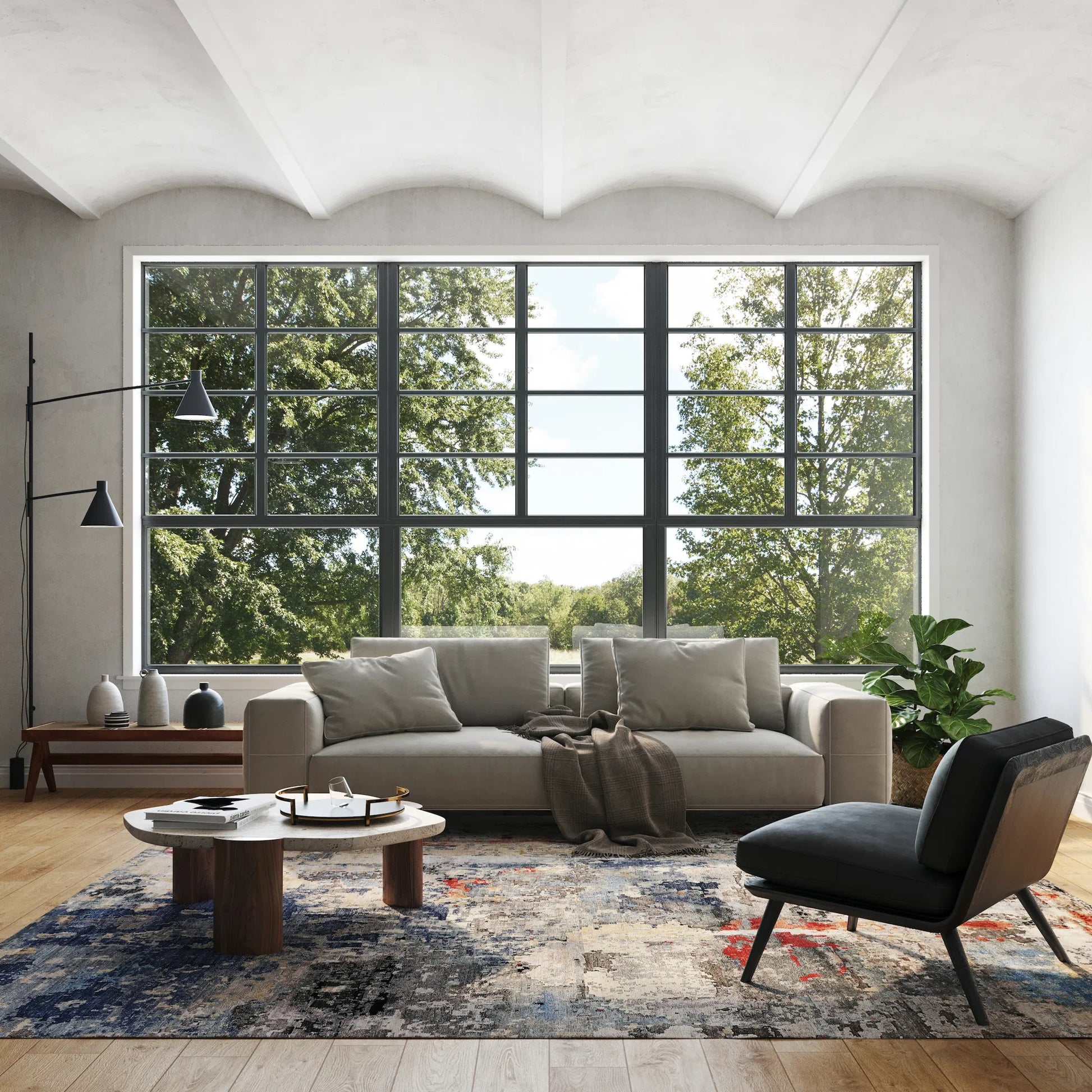 Laureno Rug by Exquisite Rugs in blue, gray. Made from bamboo silk in a unique style.