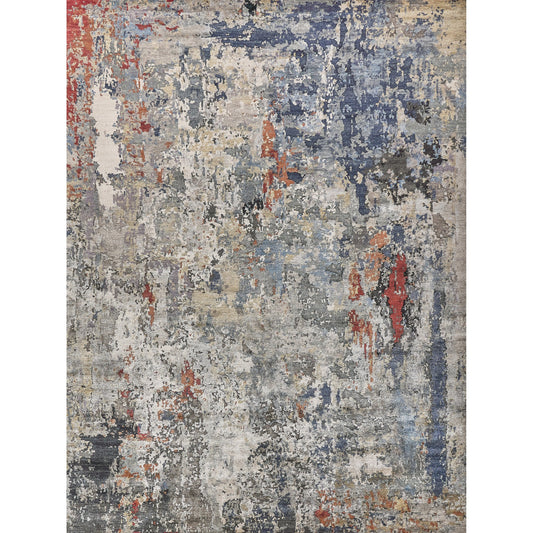 Laureno Rug by Exquisite Rugs in blue, gray. Made from bamboo silk in a unique style.