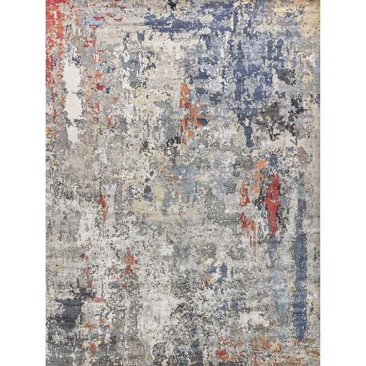 Laureno Rug by Exquisite Rugs in blue, gray. Made from bamboo silk in a unique style.