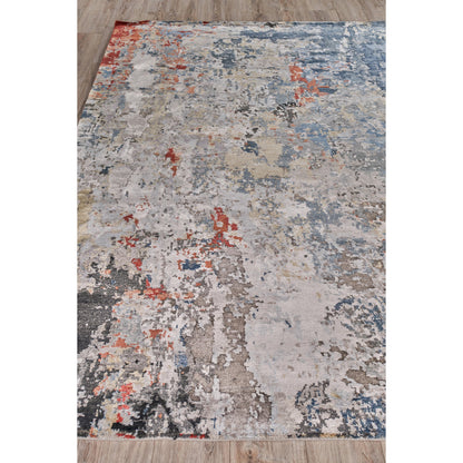 Laureno Rug by Exquisite Rugs in blue, gray. Made from bamboo silk in a unique style.