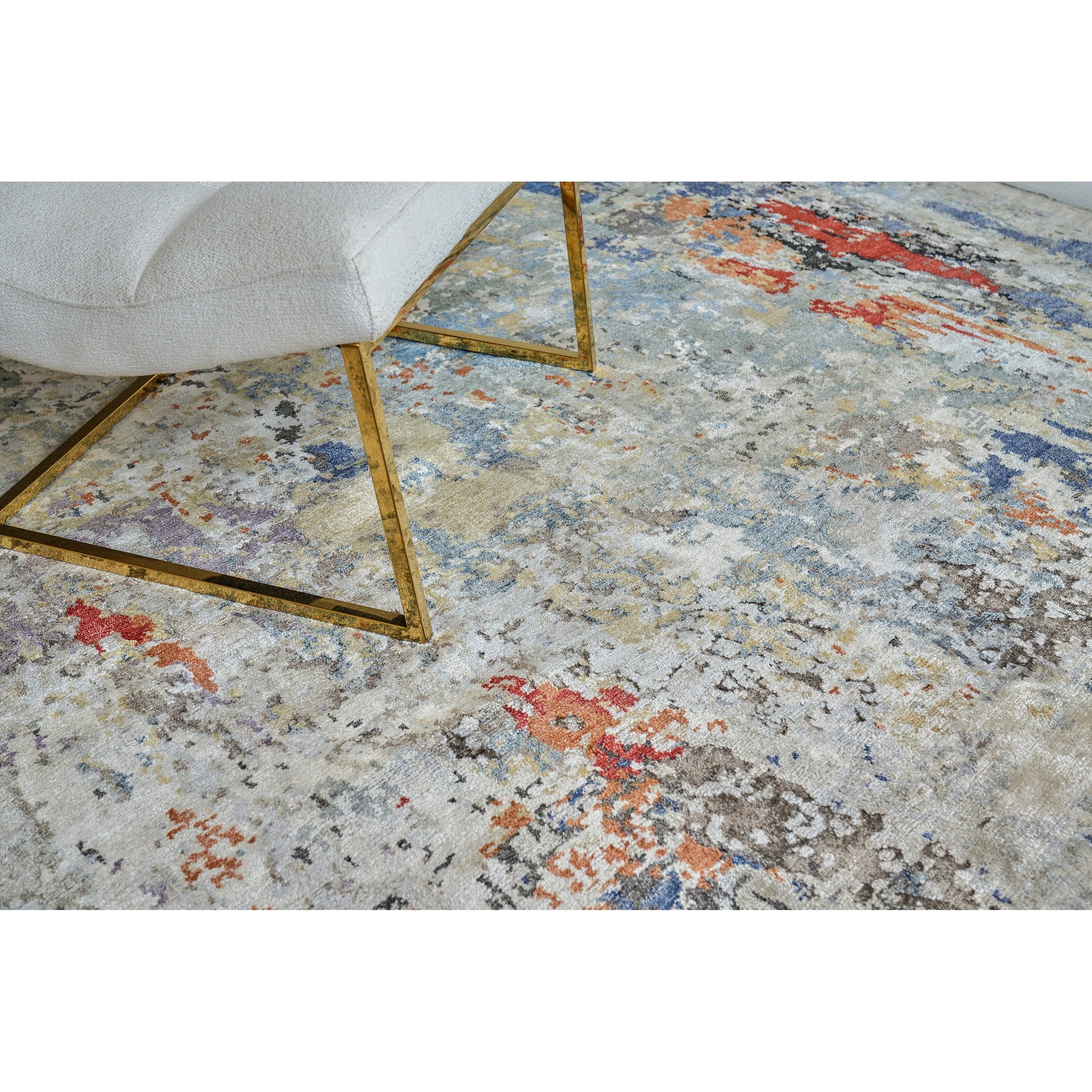 Laureno Rug by Exquisite Rugs in blue, gray. Made from bamboo silk in a unique style.