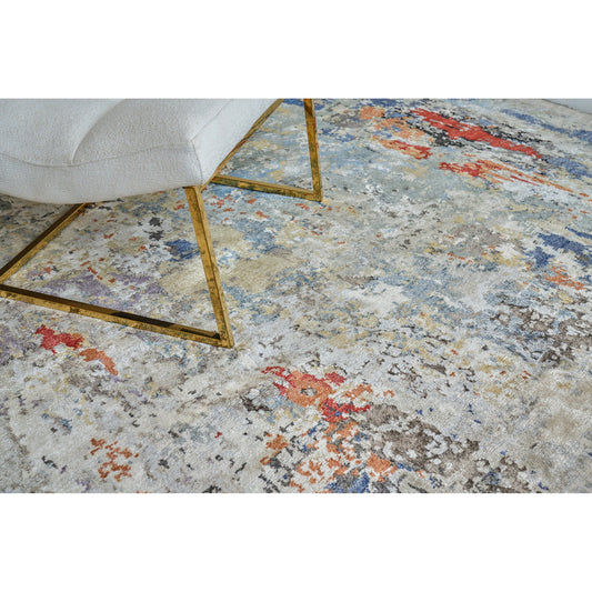 Laureno 4022 Rug by Exquisite Rugs in blue, gray. Made from bamboo silk in a unique style.